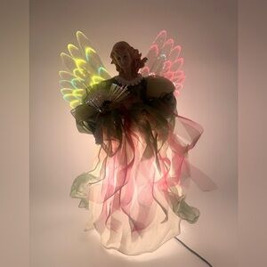 Vintage Magical Christmas Angel 16" Fiber Optic Tree Topper Victorian Style